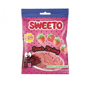 Sweeto Sour Strawberry Sweets Halal 80g 12 Bag